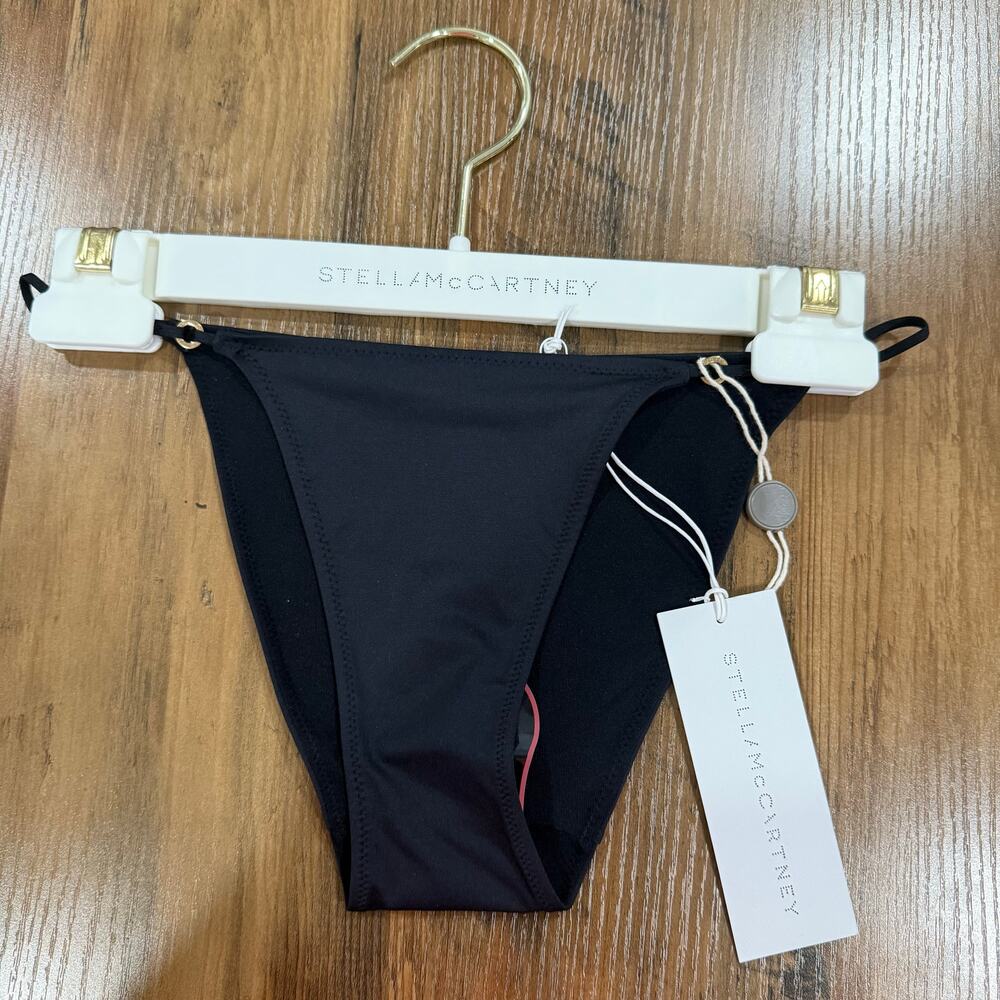 Stella McCartney Sculpted Plunge Low Rise Black Y2K Bikini Bottoms XS